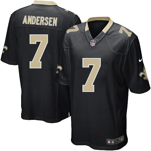 Men's Game Morten Andersen Nike Jersey Black Home - #7 NFL New Orleans Saints